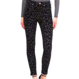 NWT Banana Republic S/O Rare Velvet Black Leopard High Rise SkinnyJeans-27 Long